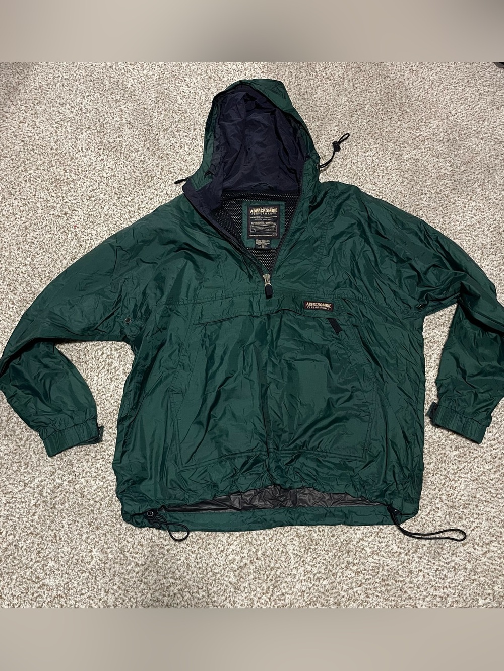 Vtg 90s Abercrombie A-Tech Technical Windbreaker Pullover Gorpcore Green M
